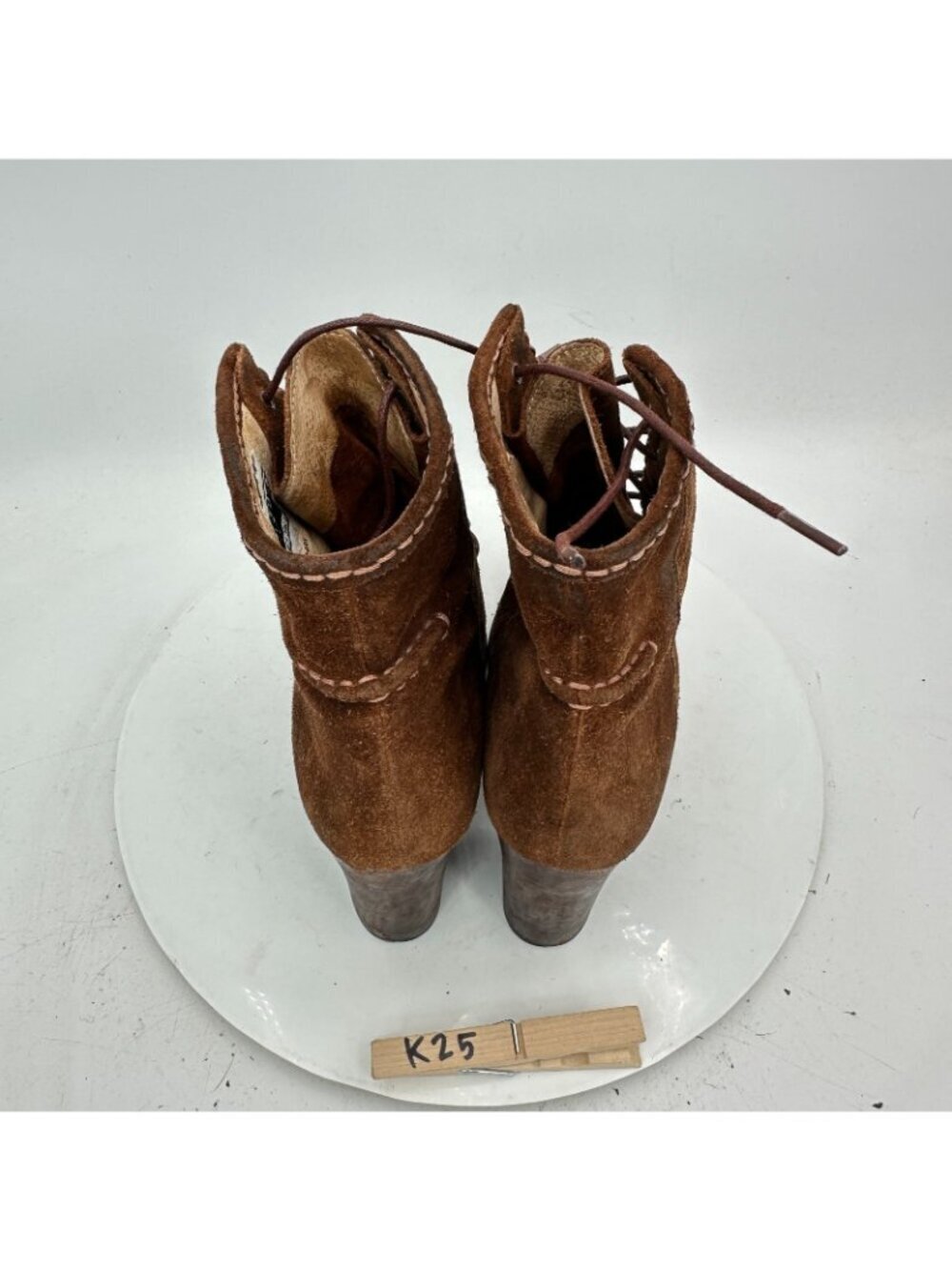 Frye Parker Women Size 8M 3476656 Brown Suede Moc Toe High Heel Ankle Boot - Picture 9 of 11